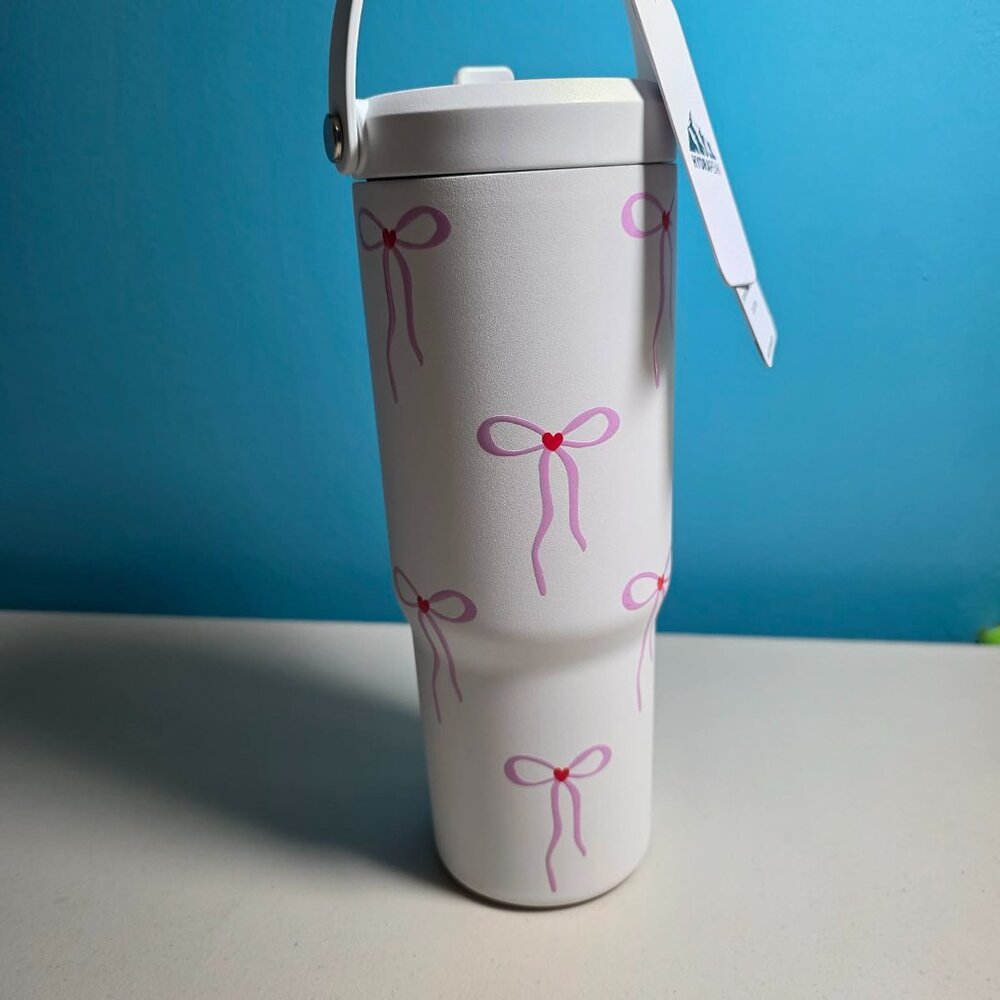 NWT Hydrapeak Pink Bow Ribbon Tumbler Artisana Collection - Picture 6 of 6